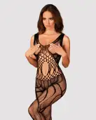 Сетчатый бодистокинг с вырезами и рисунком Obsessive Bodystocking G328 S/M/L, черный, комбинезон photo 1