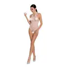 Бодистокинг в крупную сетку Passion BS087 white, открытая спина, халтер, с доступом photo 3