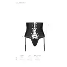 Пояс-корсет из экокожи Celine Set black L/XL — Passion: шнуровка, съемные пажи для чулок, стринги photo 7