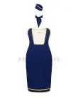 Эротический костюм стюардессы Obsessive Stewardess uniform M/L, blue, платье, пилотка, шарф, манжеты photo 3