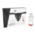 Набор Intt BRAZILIAN PANTY BLACK: трусики на завязках S-XL с жемчужным кольцом + клубничная смазка photo 2